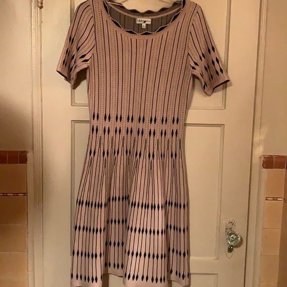 NEIMAN MARCUS PINK WITH BLACK KNIT DRESS SZ M - Picture 5 of 16